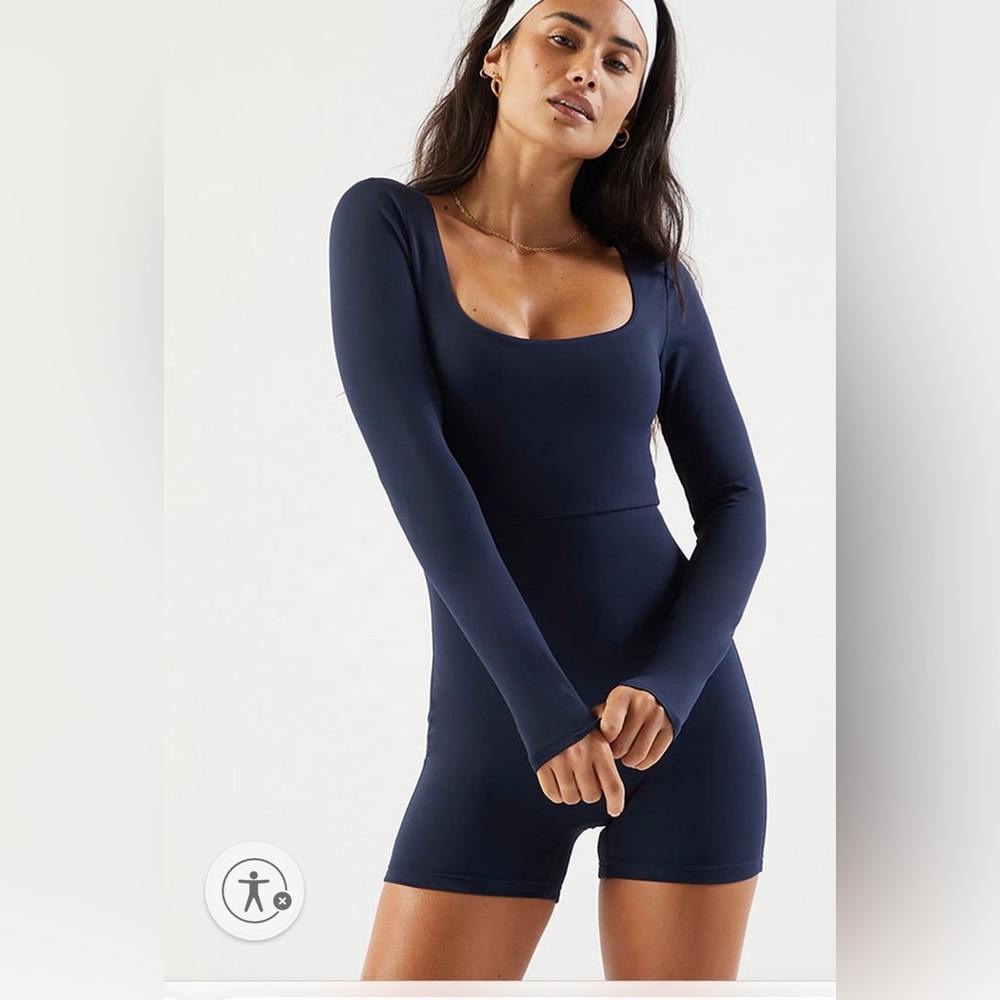 Pacsun Whisper Misty short onesie Activewear navy blue NWT